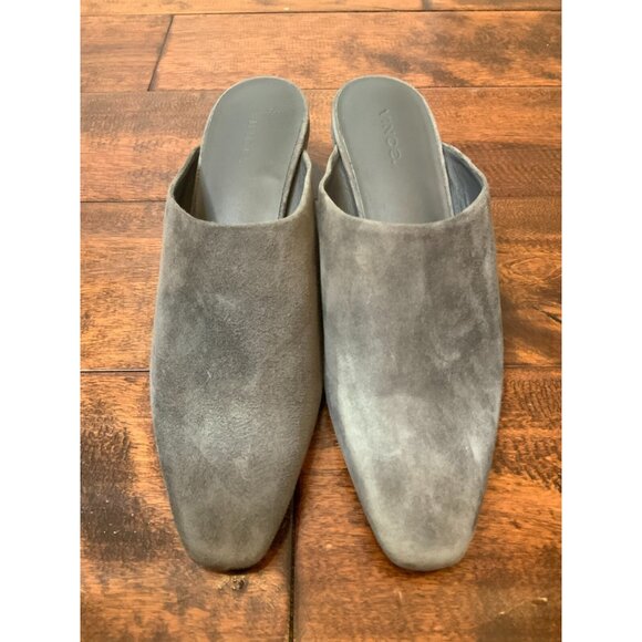 Vince Gray Suede Square Toe Wedge Low Heels, Size 8 US | 38 EUR - Picture 2 of 8